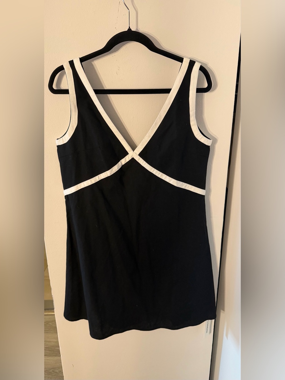 Black Mini Dress with White Contrast Trim